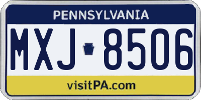 PA license plate MXJ8506