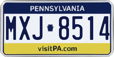 PA license plate MXJ8514