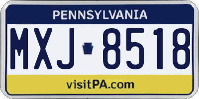 PA license plate MXJ8518