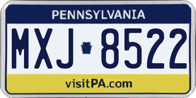 PA license plate MXJ8522