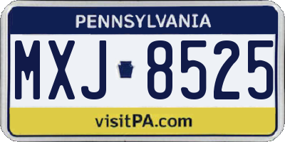 PA license plate MXJ8525