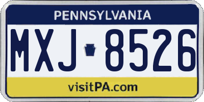PA license plate MXJ8526