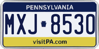 PA license plate MXJ8530