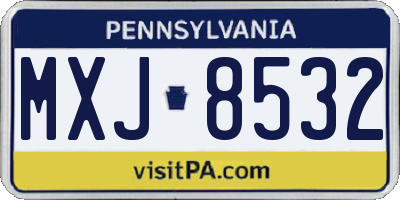 PA license plate MXJ8532