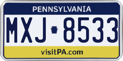 PA license plate MXJ8533