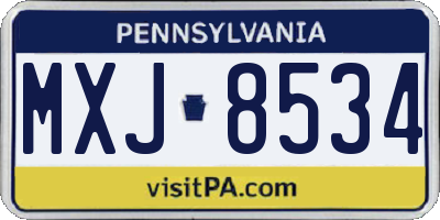 PA license plate MXJ8534