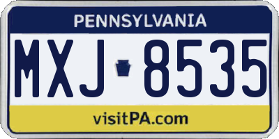 PA license plate MXJ8535