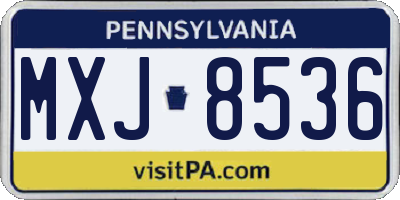 PA license plate MXJ8536