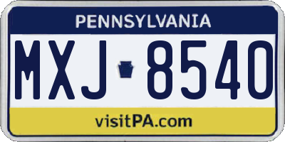PA license plate MXJ8540