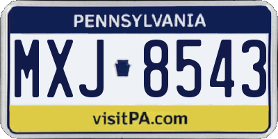 PA license plate MXJ8543