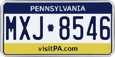 PA license plate MXJ8546