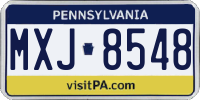 PA license plate MXJ8548