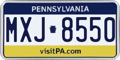 PA license plate MXJ8550