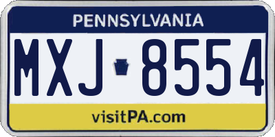 PA license plate MXJ8554