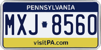 PA license plate MXJ8560