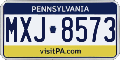 PA license plate MXJ8573