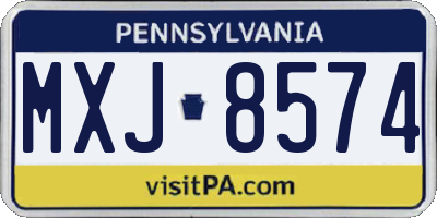 PA license plate MXJ8574