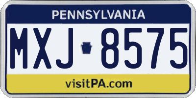 PA license plate MXJ8575