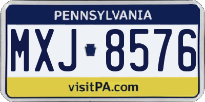 PA license plate MXJ8576