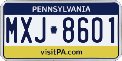 PA license plate MXJ8601