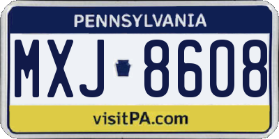 PA license plate MXJ8608