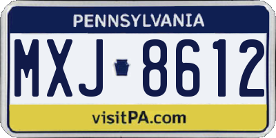 PA license plate MXJ8612
