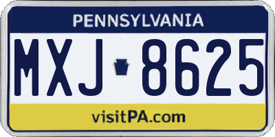 PA license plate MXJ8625