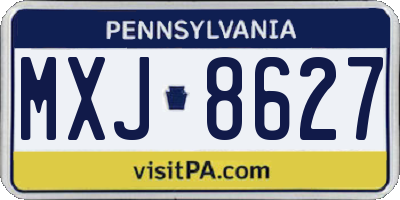 PA license plate MXJ8627