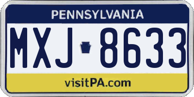 PA license plate MXJ8633