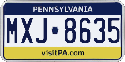 PA license plate MXJ8635