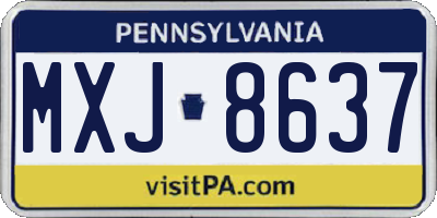 PA license plate MXJ8637