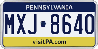 PA license plate MXJ8640