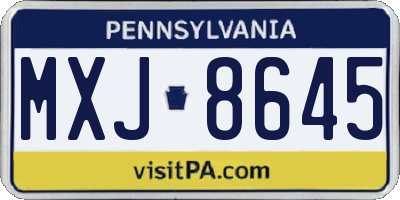 PA license plate MXJ8645