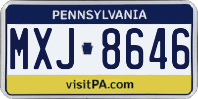 PA license plate MXJ8646