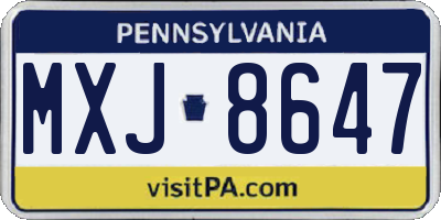 PA license plate MXJ8647