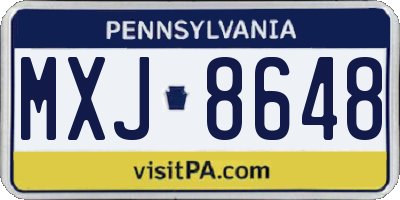 PA license plate MXJ8648