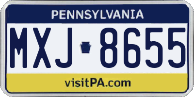 PA license plate MXJ8655