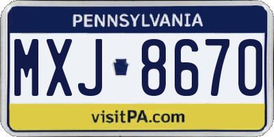 PA license plate MXJ8670