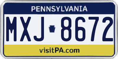 PA license plate MXJ8672