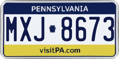 PA license plate MXJ8673