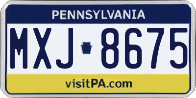 PA license plate MXJ8675