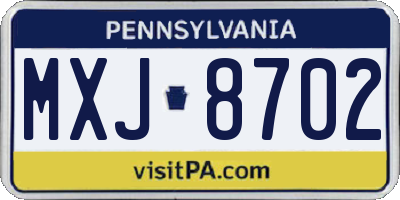 PA license plate MXJ8702