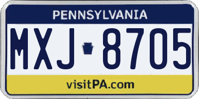 PA license plate MXJ8705