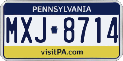 PA license plate MXJ8714