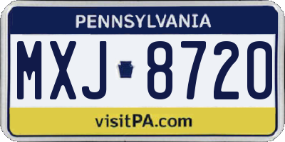 PA license plate MXJ8720