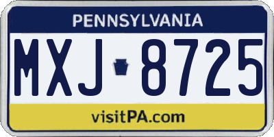 PA license plate MXJ8725