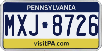 PA license plate MXJ8726