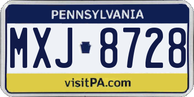 PA license plate MXJ8728