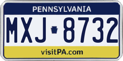 PA license plate MXJ8732