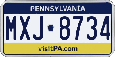 PA license plate MXJ8734